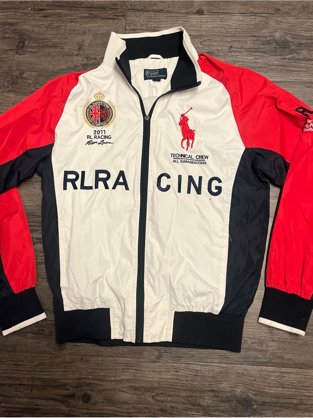 Ralph Lauren White, Red & Black RL Racing Technical Crew Windbreaker